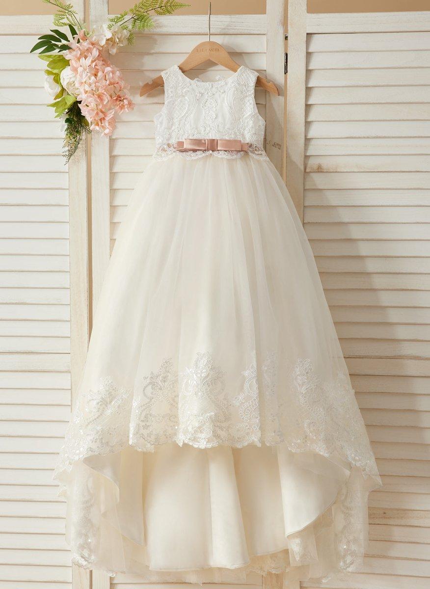 NumberSea - Ball - Gown/Princess Tulle Sweep Train Ivory Flower Girl Dress