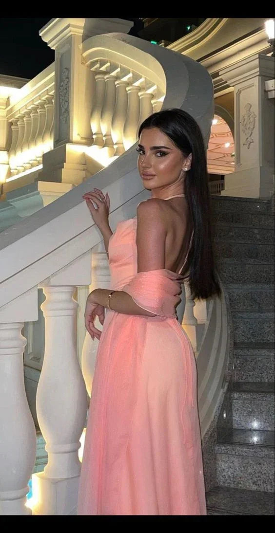 Sexy Halter Sleeveless Pink Long Prom Dress Party Evening Dress Y7523 by simplepromdress