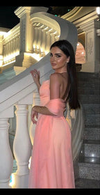 Sexy Halter Sleeveless Pink Long Prom Dress Party Evening Dress Y7523 by simplepromdress