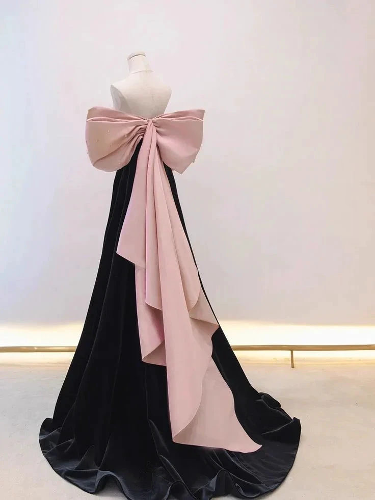 Pretty Off The Shoulder Velvet Satin Long Prom Dress Evening Dress Y7611 by simplepromdress