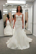Beach Long Mermaid Sweetheart Backless Satin Lace Wedding Dress by BIZTUNNEL