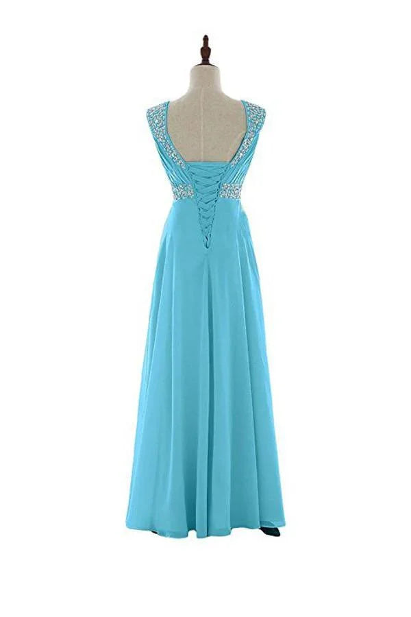 Beaded Chiffon Prom Dresses 2016 Long Bridesmaid Party Dresses BD011