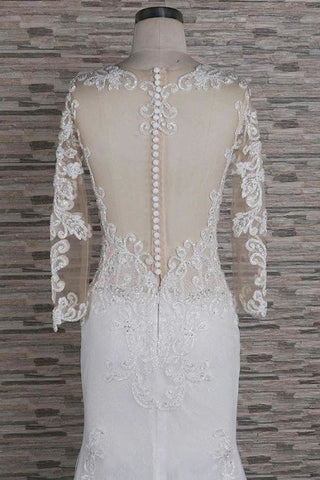 Perlenapplikationen Langarm Meerjungfrau Elegante Brautkleider 