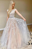 Beautiful A-Line Lace Tulle Backless Long Prom Dress