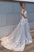Beautiful A-line Long Sleeveless Sweetheart Prom Dresses With Lace by misshow.com