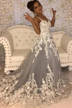 Beautiful A-line Long Sleeveless Sweetheart Prom Dresses With Lace by misshow.com
