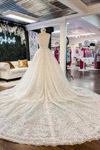 Beautiful A-Line Spaghetti Straps Appliques Wedding Dresses With Lace by misshow.com