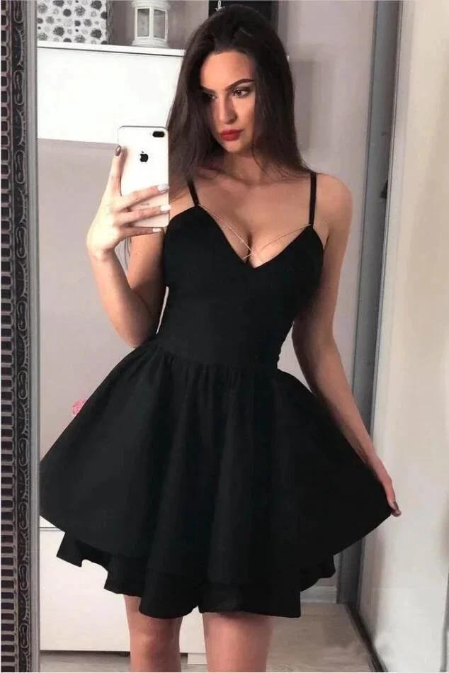 Beautiful Black Short A-line Sweetheart Prom Dresses by BIZTUNNEL
