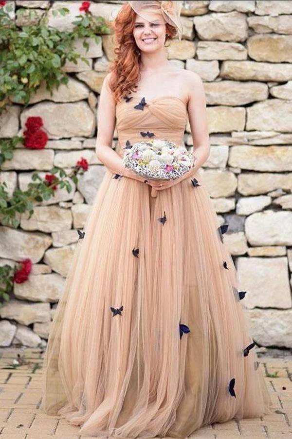 Beautiful Butterfly Wedding Dresses Sweetheart Ruffles Bridal Gown WD429 by pgmdress
