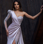 Beautiful evening dress long pink | Prom dresses with lace sleeves