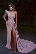 Beautiful evening dress long pink | Prom dresses with lace sleeves by misshow.com