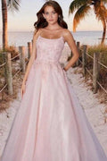 Beautiful evening dress long pink Prom dresses with lace by misshow.com