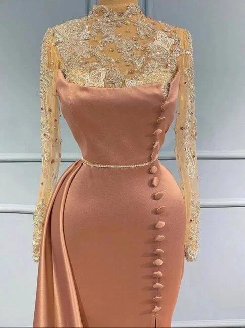 Beautiful evening dresses long with lace sleeves by misshow.com