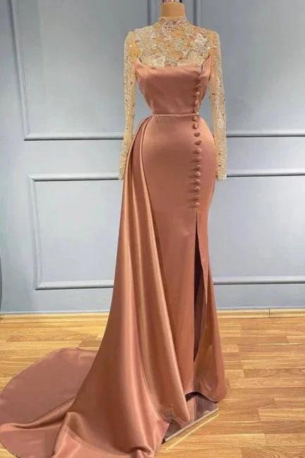 Beautiful evening dresses long with lace sleeves by misshow.com
