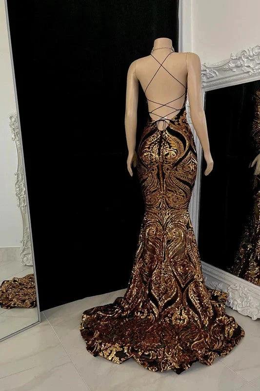 Beautiful Halter Criss-cross Mermaid Sleeveless Prom Dress by misshow.com