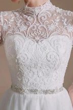 Beautiful Jewel Long-Sleeve A-Line Floor-Length Wedding Dresses with Pattern by misshow.com