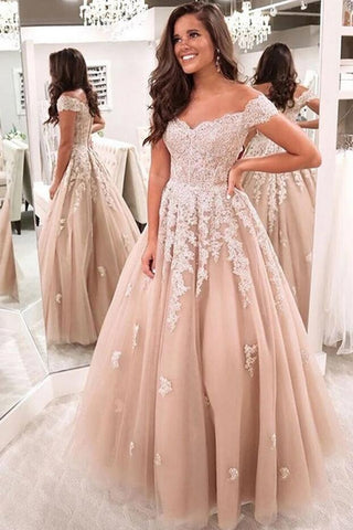 Wunderschönes langes, schulterfreies, rückenfreies Ballkleid aus Spitze und Tüll in A-Linie