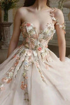 Beautiful Long A-line One Shoulder Flowers Evening Dresses With Slit by misshow.com