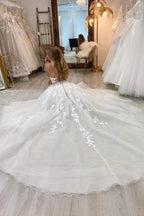 Beautiful Long A-line Sleeveless Split Wedding Dresses With Lace by misshow.com