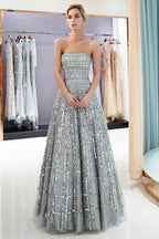 Beautiful Long A-line Strapless Glitter Evening Dresses by BIZTUNNEL