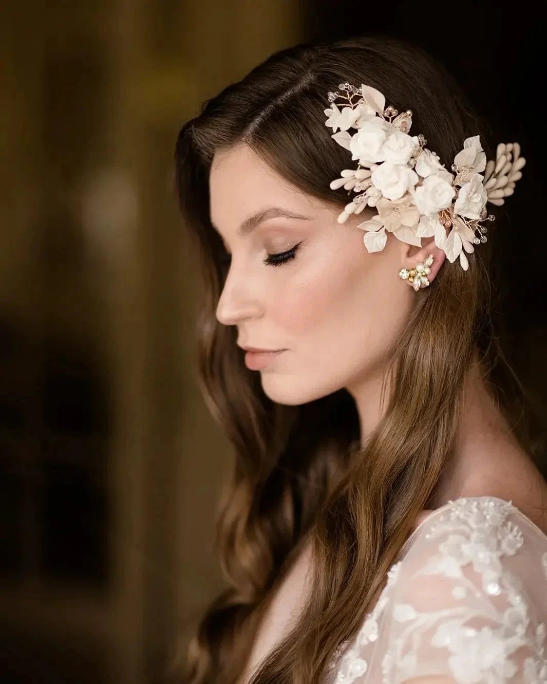 Beautiful Long A-line V-neck Lace Wedding Dresses With Cap Sleeves by misshow.com