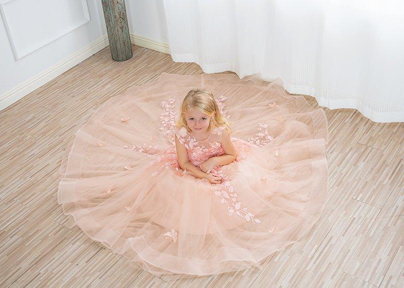 Beautiful Long Ball Gown Tulle Appliques Lace Flower girl dress - photo 3