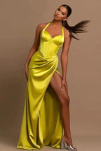 Beautiful Long Mermaid Halter Sleeveless Formal Prom Dress With Slit by BIZTUNNEL