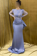 Beautiful Long Mermaid Satin Prom Dress With Beading by misshow.com