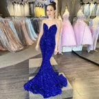 Beautiful Long Mermaid Sequined Sleeveless Prom Dress by misshow.com