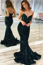 Beautiful Long Mermaid Sequined Sleeveless Prom Dress by misshow.com