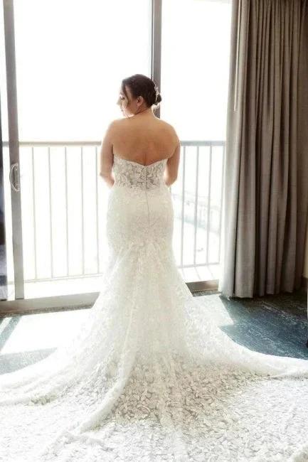 Beautiful Long Mermaid Sleeveless Wedding Dresses With Lace by misshow.com