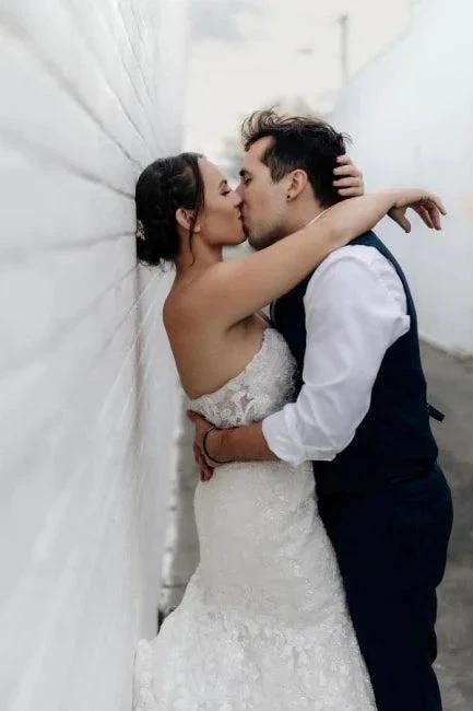 Beautiful Long Mermaid Sleeveless Wedding Dresses With Lace by misshow.com