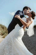 Beautiful Long Mermaid Sleeveless Wedding Dresses With Lace by misshow.com