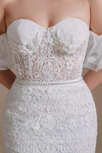 Beautiful Long Mermaid Sweetheart Lace Wedding Dresses with Detachable Sleeves by BIZTUNNEL