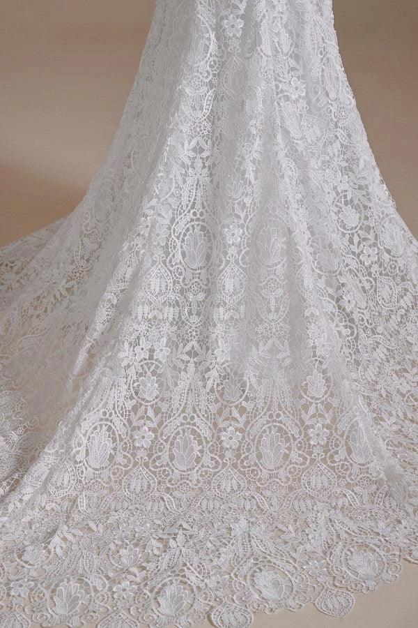 Beautiful Long Mermaid Sweetheart Lace Wedding Dresses with Detachable Sleeves by BIZTUNNEL