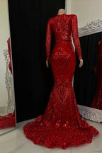 Beautiful Long Mermaid V-neck Prom Dress With Long Sleeves by misshow.com