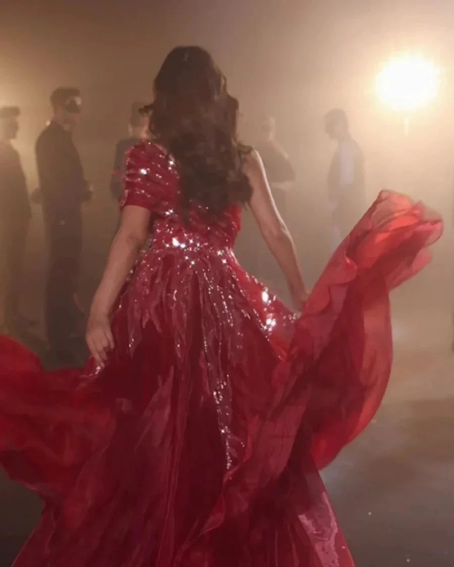 Beautiful Long Red Sweetheart A-line Prom Dress With Feather by misshow.com