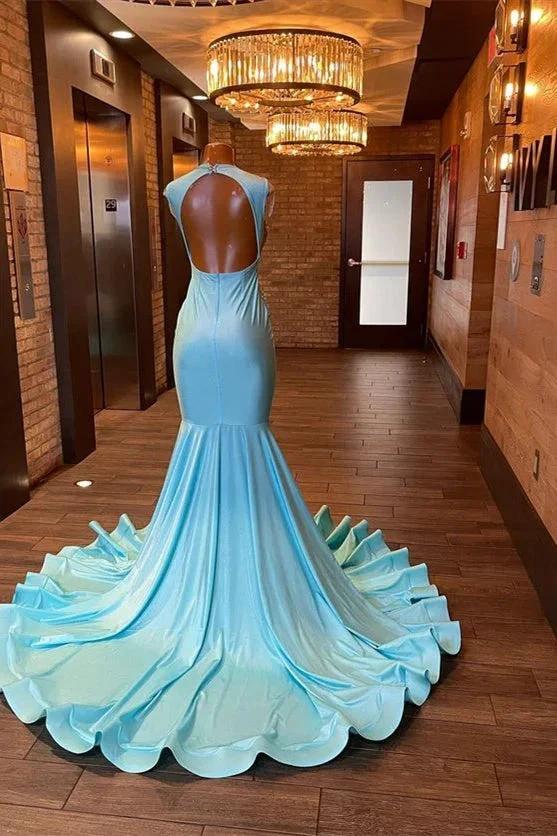 Vestido de Baile Mermaid Sem Mangas Comprido e Bordado a Missangas