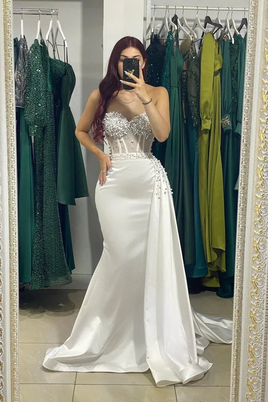 Beautiful Long Strapless Sleeveless Mermaid Prom Dress With Rhinestone by misshow.com