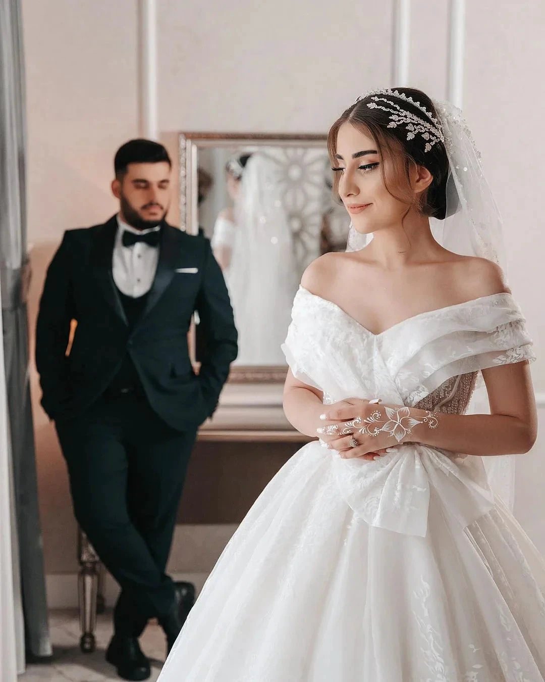 Beautiful Long White A-line Off-the-shoulder Sleeveless Wedding Dress With Lace by misshow.com