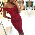 Beautiful Mermaid Off the Shoulder Lace Short Prom Dresses by BIZTUNNEL