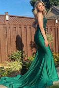 Beautiful Mermaid Spaghetti Straps Beading Long Prom Dress Backless by BIZTUNNEL