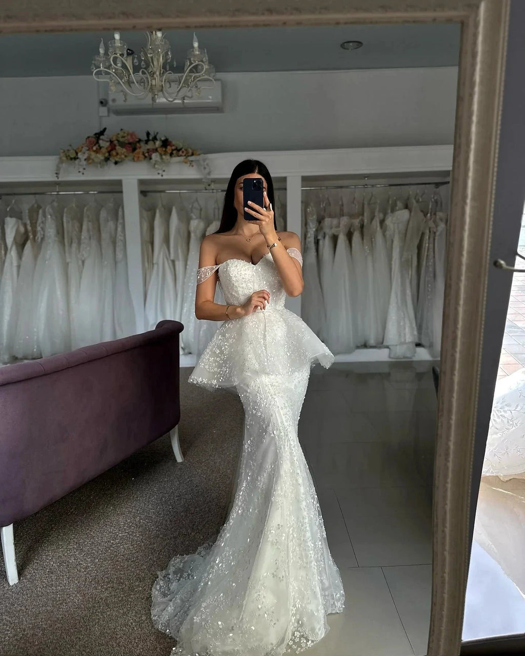 Beautiful Mermaid Tulle Lace Sweetheart Sleeveless White Wedding Dresses With Appliques by misshow.com