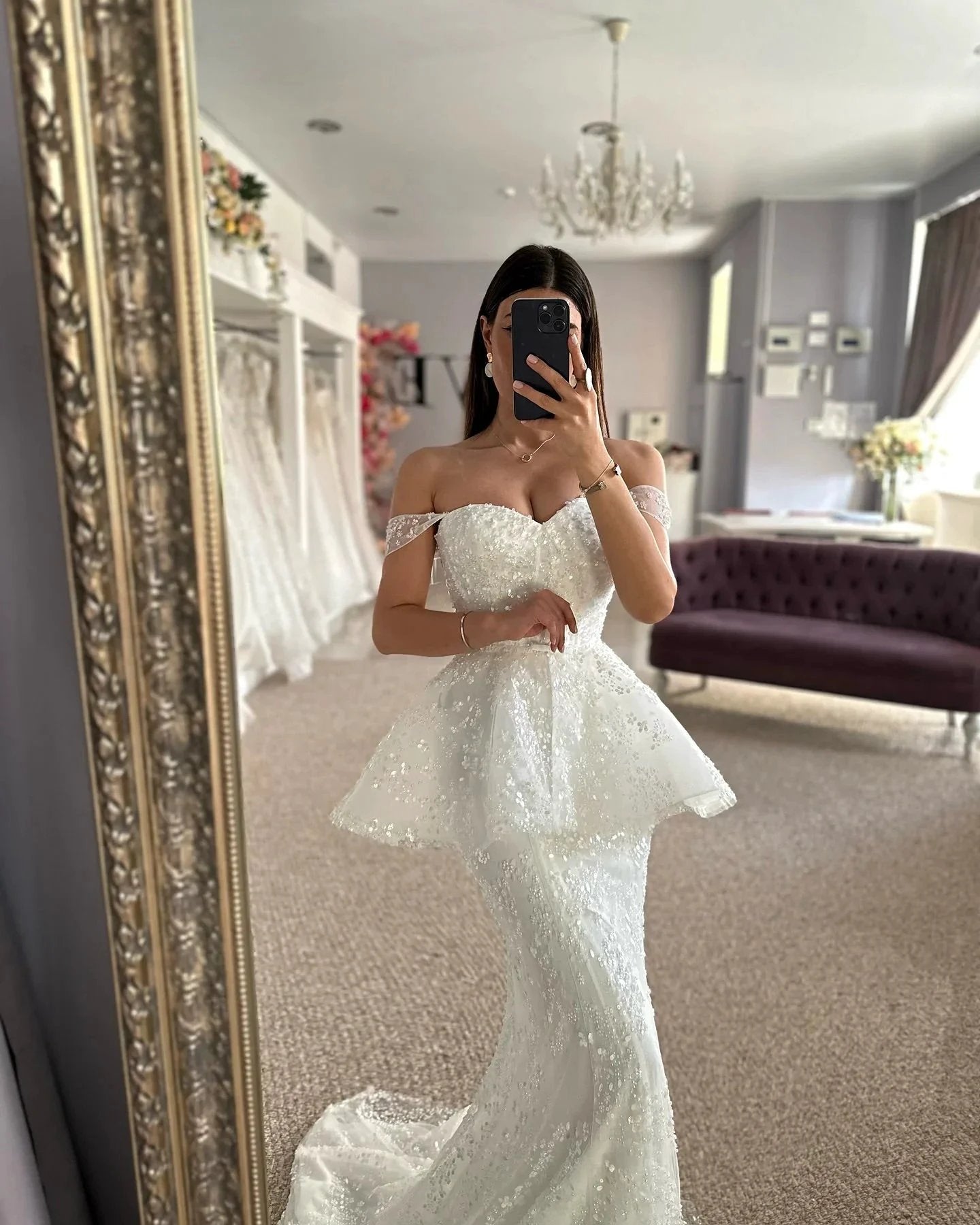 Beautiful Mermaid Tulle Lace Sweetheart Sleeveless White Wedding Dresses With Appliques by misshow.com