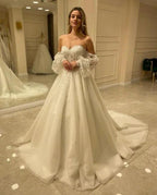 Beautiful Off-the-shoulder A-Line Wedding Dresses with Lace by misshow.com