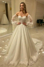 Beautiful Off-the-shoulder A-Line Wedding Dresses with Lace by misshow.com