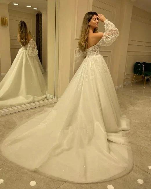 Beautiful Off-the-shoulder A-Line Wedding Dresses with Lace by misshow.com