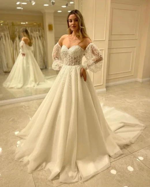 Beautiful Off-the-shoulder A-Line Wedding Dresses with Lace by misshow.com