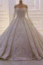 Beautiful Off-the-shoulder Long Sleeves Wedding Dress With Lace by misshow.com