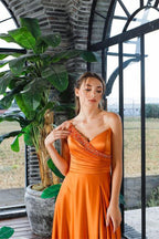 Beautiful One Shoulder Sleeveless A-line Sequined Prom Dress With Slit